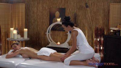 Emily Bright & Shalina Devine have a steamy massage with oil and orgasms - sexu.com - Czech Republic - Romania