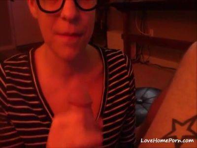 Geeky Girl With Glasses Teasing A Lucky Guys Big Dong - hclips.com