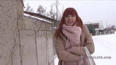 German Redhead Amateur Bangs In Car For Money - hclips.com - Germany