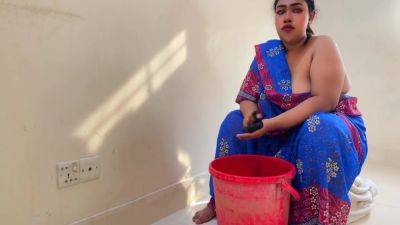 While The Desi Stepmom Washes Bra & Panties, Stepmom Took Off The Stepsons Pants And Naked Him, Then Asks Him To Fuck Her - Cum - desi-porntube.com - India