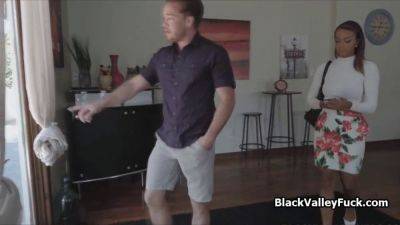 Ebony Interracial - Hardcore Blowjob - Watch Kyler Mason's massive ebony tits bounce while taking a massive white cock - sexu.com
