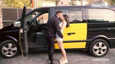 Emilio Ardana - Aisha Wild gets a rough outdoor fuck in the taxi with a cumshot on her huge Spanish tits - sexu.com - Spain
