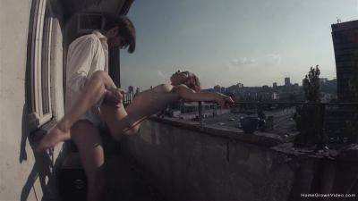 Redhead Has Her Morning Coffee And Sex On The Balcony - hclips.com