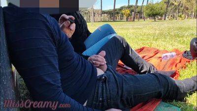 French Teacher Handjob Amateur On Public Park To Student With Cumshot With Miss Creamy - videomanysex.com - France