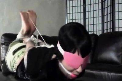 Asian whore blindfolded, gagged and used as a cum dumpster - drtuber.com