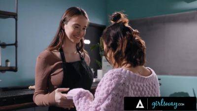 Petite Brunette Passionately Fucks Her Barista Girlfriend While Shes Working With Aria Valencia And Hazel Moore - hotmovs.com