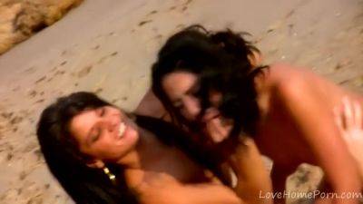 Lucky Guy Bangs Two Exotic Beauties On Beach - videooxxx.com