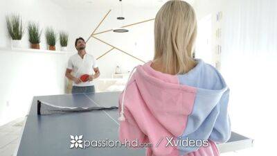 Over Confident Blonde Babe Loses Ping Pong - sexu.com