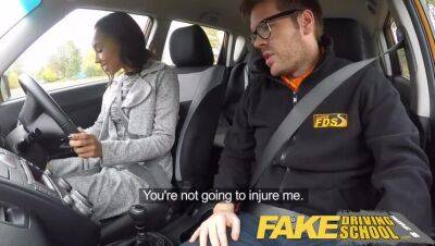 Fake Driving School nervous black teen filled up by her teacher in the car - xxxfiles.com