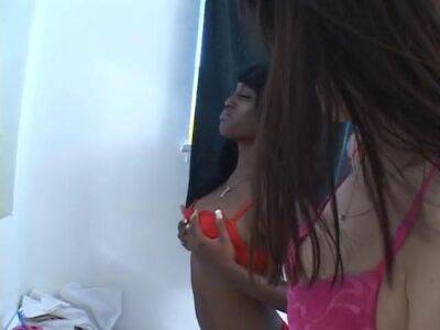 Sweet ass interracial lesbian duo lick and dildo fuck in bathroom - sunporno.com