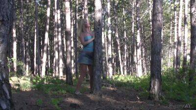 Spunky Blonde Teen Plays with Herself in the Forest - txxx.com - Russia - county Forest