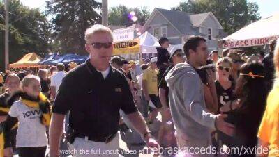 partying and flashing tits while tailgating outside iowa city football game - veryfreeporn.com - county Young - state Florida
