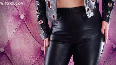 Arya Grander - Leather Tease: Sexy Leggings And Fashion Jacket. Curvy Blonde Mistress - Arya Grander - hotmovs.com - Sweden