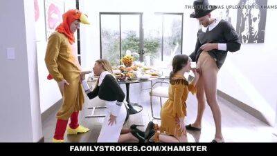 Rosalyn Sphinx - Brooklyn Chase - Kinky Family Thanksgiving Orgy - porntry.com