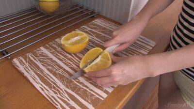 Naughty Teen Masturbates While Squeezing Oranges All Over Her Body - hotmovs.com - Russia