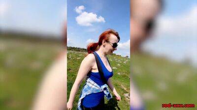 Hot MILF Red XXX goes for a topless walk on Easter - txxx.com