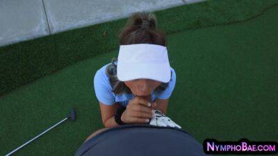 Busty nympho MILF in golf gloves throating and riding cock - txxx.com