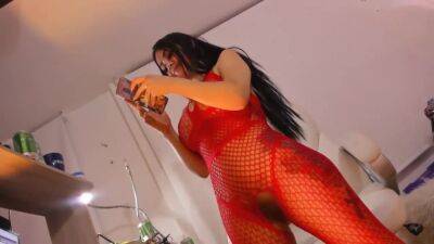 Dancing For You In Red Mesh Lingerie - Colombian Goddess - hclips.com - Colombia