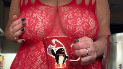 Filthy - Filthy Big Tit Mature Cant Resist Playing With Her Pussy And Huge Tits While Making Coffee - hclips.com - Britain