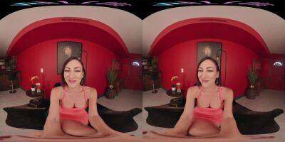 Busty brunette lets you watch her masturbate in VR - hotmovs.com
