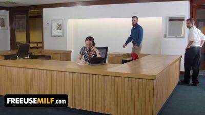 Sexy Receptionist Leila Larocco Pleases Her Colleagues with Her Big Tits & Ass in Office Vibrator Play - sexu.com - Usa