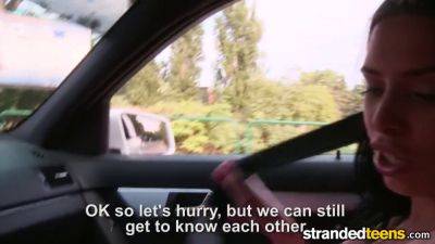 Hot Euro teen in uniform gets a wild car ride from strandedteens - sexu.com - Russia