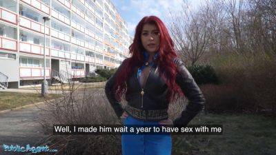British tourist lost in public agent hotel POV with big titted redhead - sexu.com - Britain