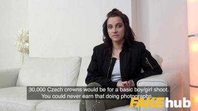 Agent Girthy's big fake cock fucks hot student pussy in hot Czech casting video - sexu.com - Czech Republic
