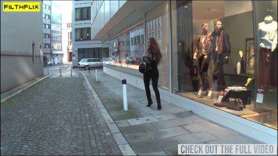 Hot girl gets her big ass filled with dildo in public, picked up, talked into it, and filmed in pantyhose - sexu.com