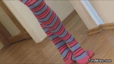 Tiny miley in stockings touching her pussy - hotmovs.com