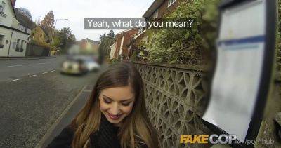 Stella Cox - Stella Cox & Monty Cash get down and dirty with a fake cop in public - sexu.com - Britain