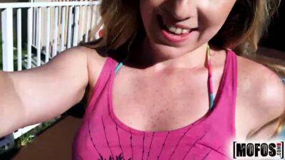 Daisy Chainz, the freckled face teen, gets drilled hard by a massive rod in public POV - sexu.com