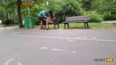Watch how this brunette gets paid for sex in a park and cuckolds her boyfriend with a hot fingering - sexu.com - Czech Republic