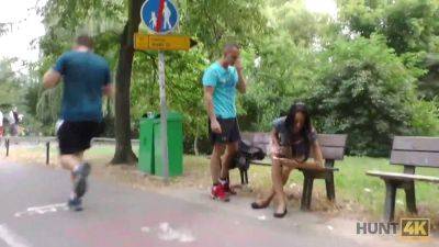 Watch how this brunette gets paid for sex in a park and cuckolds her boyfriend with a hot fingering - sexu.com - Czech Republic