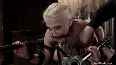 Blonde Slave Strapped In Parallel Bars - videomanysex.com