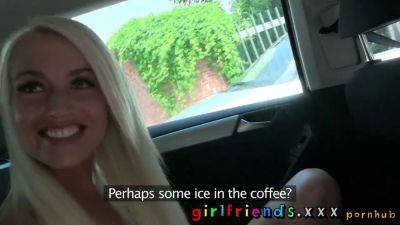 Blonde girlfriend Lesbians get wild in car with pussy licking and kissing - sexu.com