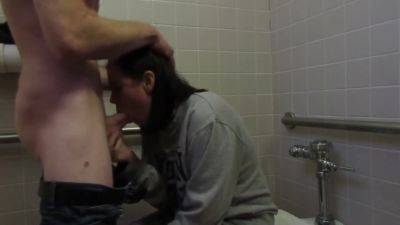 Having A Little Fun Giving A Blowjob And Being Used In Public Bathroom - hclips.com