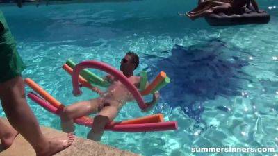 Summertime - Summertime fun: Big-dicked babe gets kinky with a pool boy in public - sexu.com