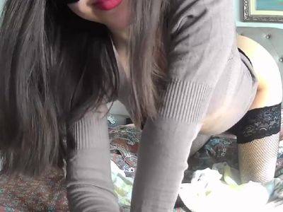 Brunette Milf In Red Stockings Webcam Toying - hclips.com
