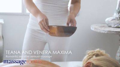 Watch Polina Max moan in pleasure as her blonde lesbian lover eats her pussy in a massage room - sexu.com - Ukraine