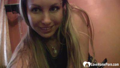 Blonde beauty has fun stripping her clothes off - hotmovs.com - Usa