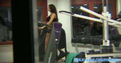 Brunette with massive tits gets pounded in the gym by her gym instructor - sexu.com