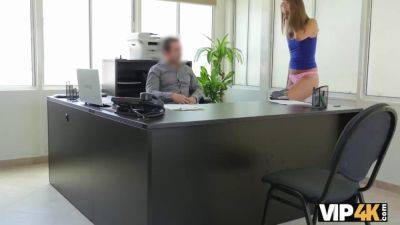 Blonde teen submits to cash for sex with manager in office - sexu.com - Czech Republic