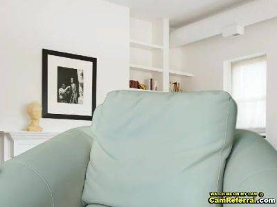Blondie Bends Over The Couch With A Vibrator In Her Pus - hclips.com