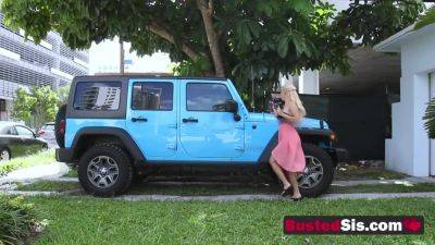 Hot Blonde Gets A Jeep As A Present From Her Horny Stud - videomanysex.com