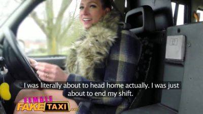 Watch as hot female fake taxi driver squirts while getting off with a dildo - sexu.com