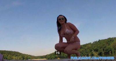 Bikini babe with huge tits gets pounded on the lake in POV reality video - sexu.com