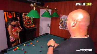 Nasty Old Woman Meggy Deep Licked & Fucked On The 8 Ball Pool Table - hclips.com