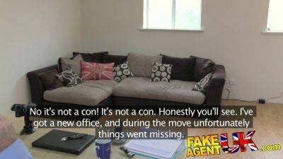 British tattooed babe gets interviewed & interviewed again in fake Agent UK office audition - sexu.com - Britain