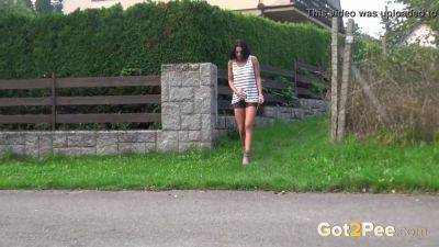 Watch this desperate brunette piss in public like a soggy crave for more! - sexu.com - Czech Republic